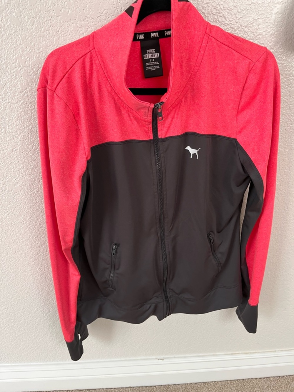PINK Victoria's Secret Red & Black Zip-Up Jacket